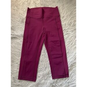 Lululemon Cropped Leggings Magenta Womens 6 Drifit Athletic Workout Running